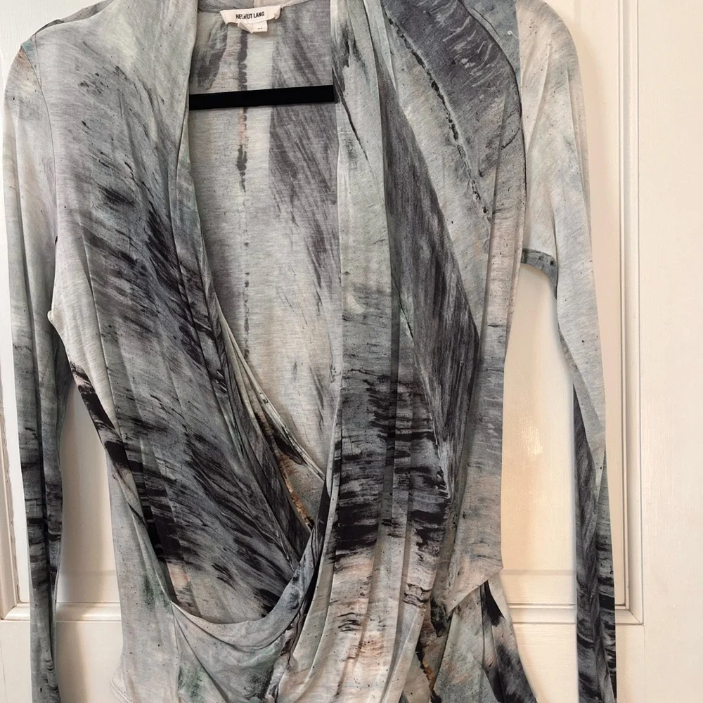 Helmut Lang Monochrome Artistic Long Sleeve Wrap Top. Size M - Picture 4 of 4